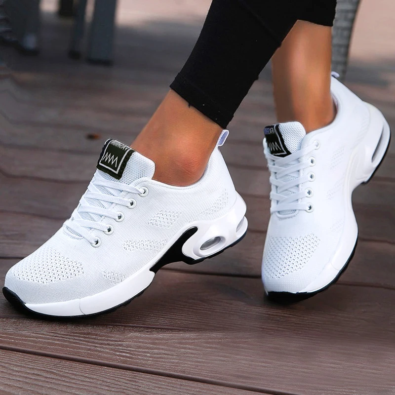 Femmes chaussures décontractées respirant marche maille chaussures plates plate-forme baskets femmes Tenis salle de sport chaussures vulcanisées blanc chaussures femme