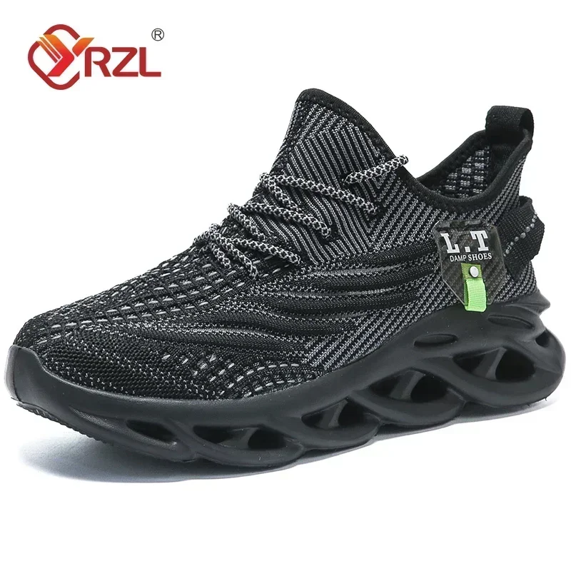 YRZL hommes sport course noir Jogging chaussures espadrilles décontractées en plein air respirant maille femmes léger absorption des chocs noir Tennis – Image 8
