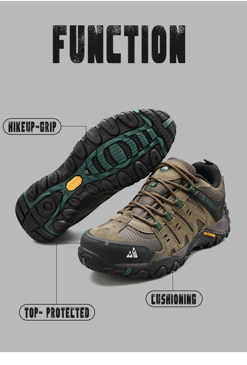 HIKEUP chaussures de randonnée pour hommes chaussures d'extérieur en daim et cuir résistant à l'usure hommes Trekking marche chasse baskets tactiques – Image 16