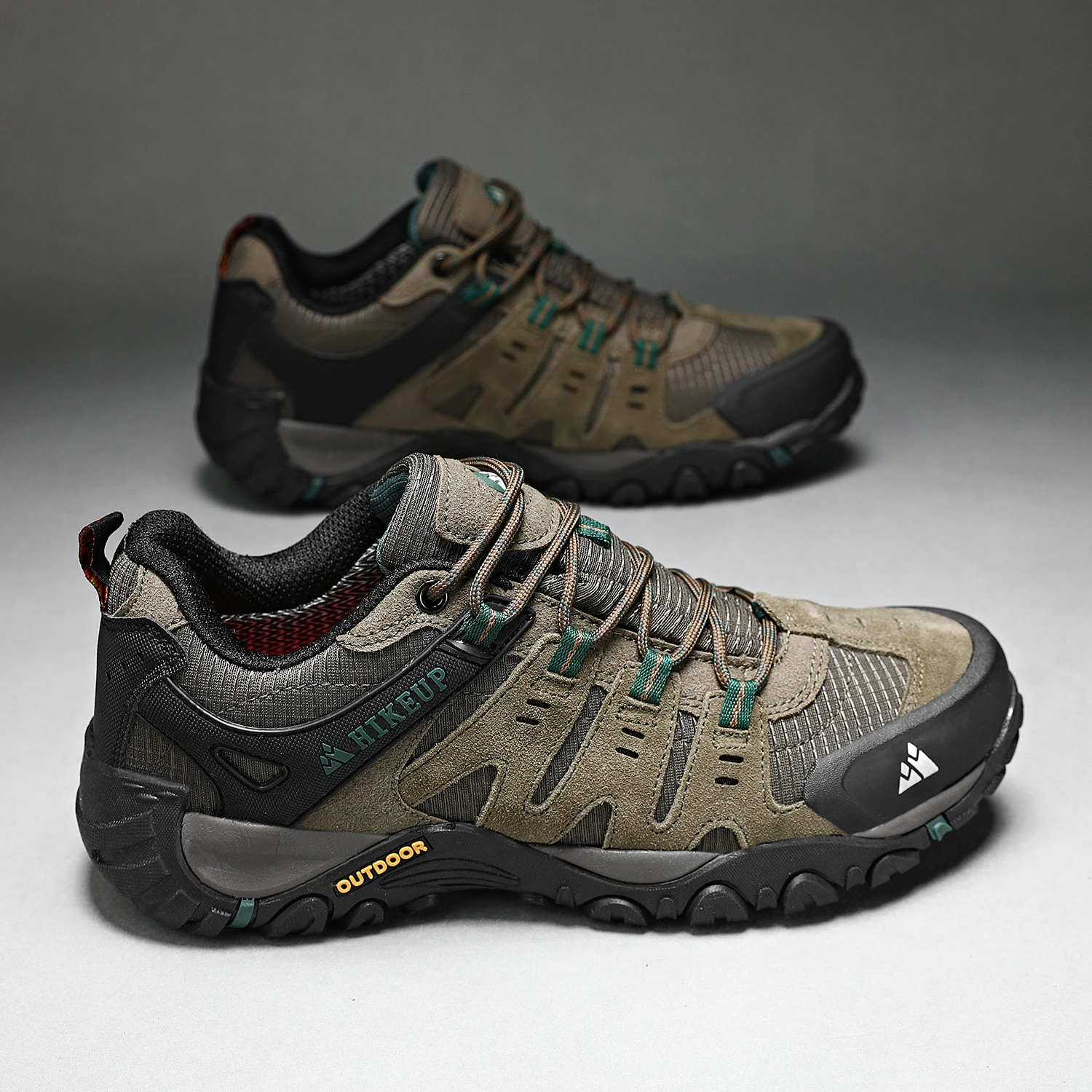 HIKEUP chaussures de randonnée pour hommes chaussures d'extérieur en daim et cuir résistant à l'usure hommes Trekking marche chasse baskets tactiques – Image 44