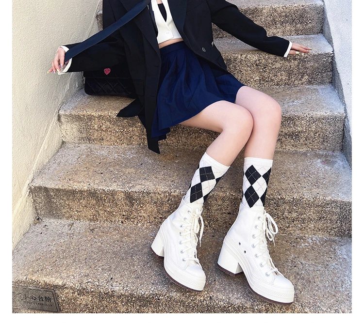 Femmes plate-forme baskets marque de luxe femmes bottes mode en plein air Skateboard chaussures femmes haut toile Sneaker grande taille 36-42 – Image 23