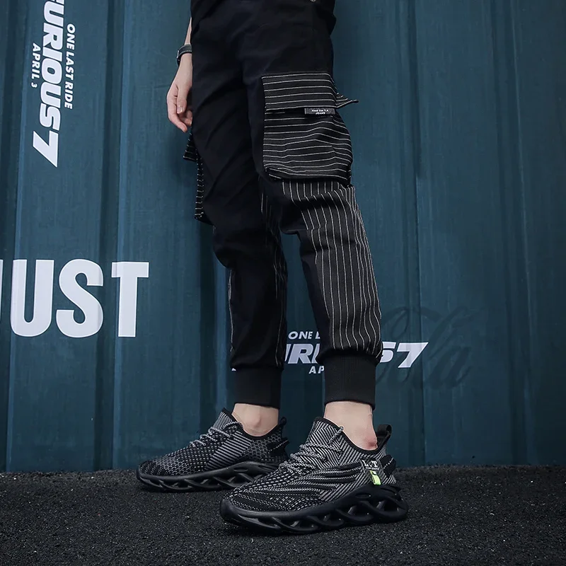 YRZL hommes sport course noir Jogging chaussures espadrilles décontractées en plein air respirant maille femmes léger absorption des chocs noir Tennis – Image 22