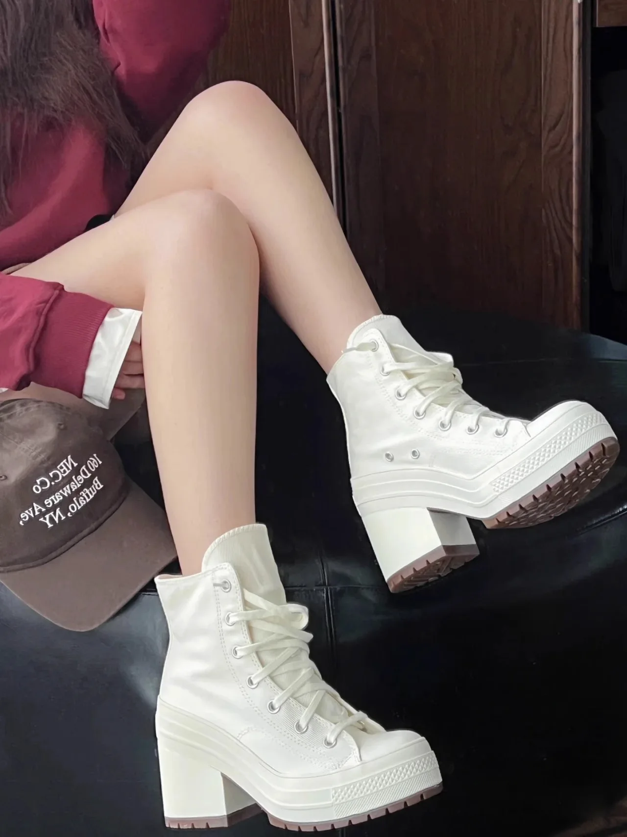 Femmes plate-forme baskets marque de luxe femmes bottes mode en plein air Skateboard chaussures femmes haut toile Sneaker grande taille 36-42 – Image 21