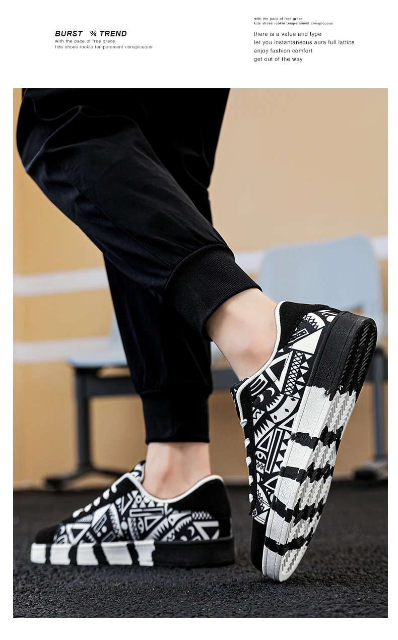 YRZL-Chaussures de course en toile à lacets pour hommes, baskets de sport à la mode, baskets de développement, imprimé graffiti, Leeds, style géométrique – Image 25
