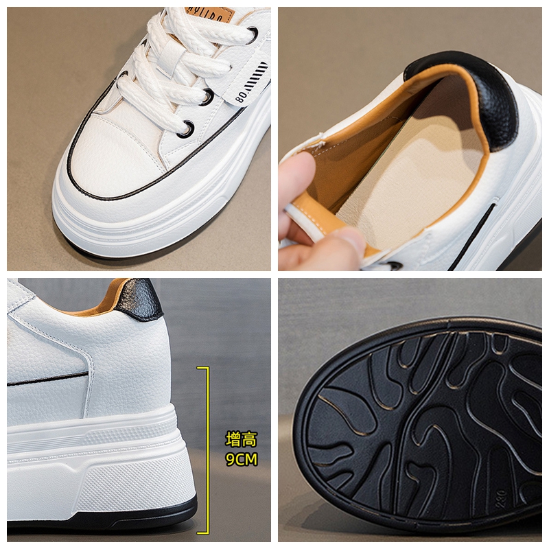 Fujin 9 cm vache daim en cuir véritable femmes chaussures vulcanisées plate-forme compensée Skate Boarding haute marque talons chaussures d'été décontractées – Image 19