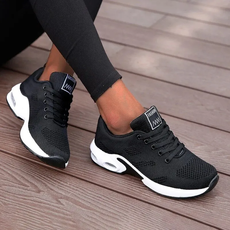 Femmes chaussures décontractées respirant marche maille chaussures plates plate-forme baskets femmes Tenis salle de sport chaussures vulcanisées blanc chaussures femme – Image 7