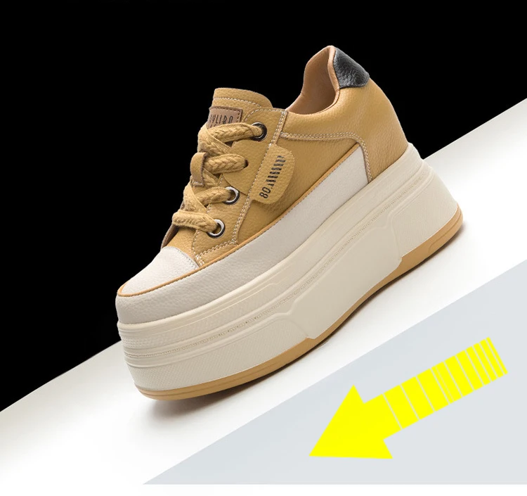 Fujin 9 cm vache daim en cuir véritable femmes chaussures vulcanisées plate-forme compensée Skate Boarding haute marque talons chaussures d'été décontractées – Image 58